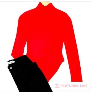 Mock neck ruby red long sleeve bodysuit size XL